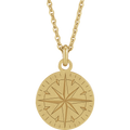Minimalist compass pendant necklace crafted in solid 14K gold