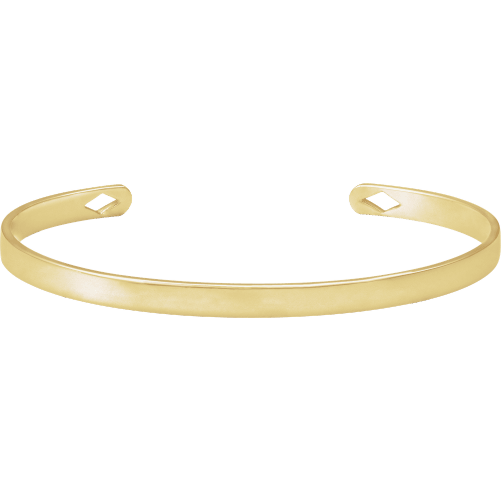 14K Yellow Gold Engravable Diamond Cuff Bracelet