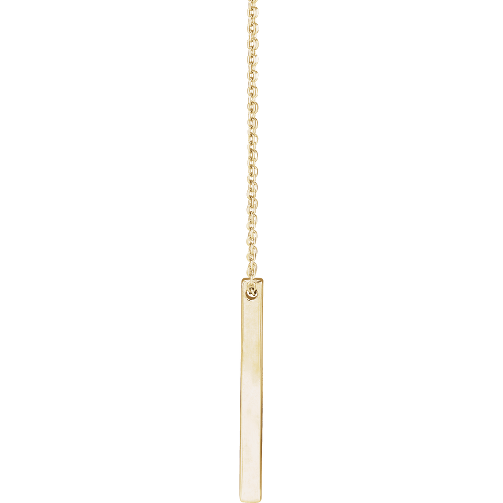 14K Yellow Gold Engravable Four-Sided Bar Necklace Personalized