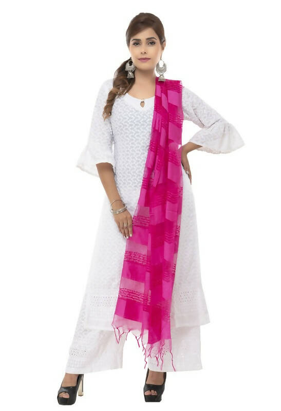 Moeza Cotton Payal Design Pink Dupatta with Self-Work Detail