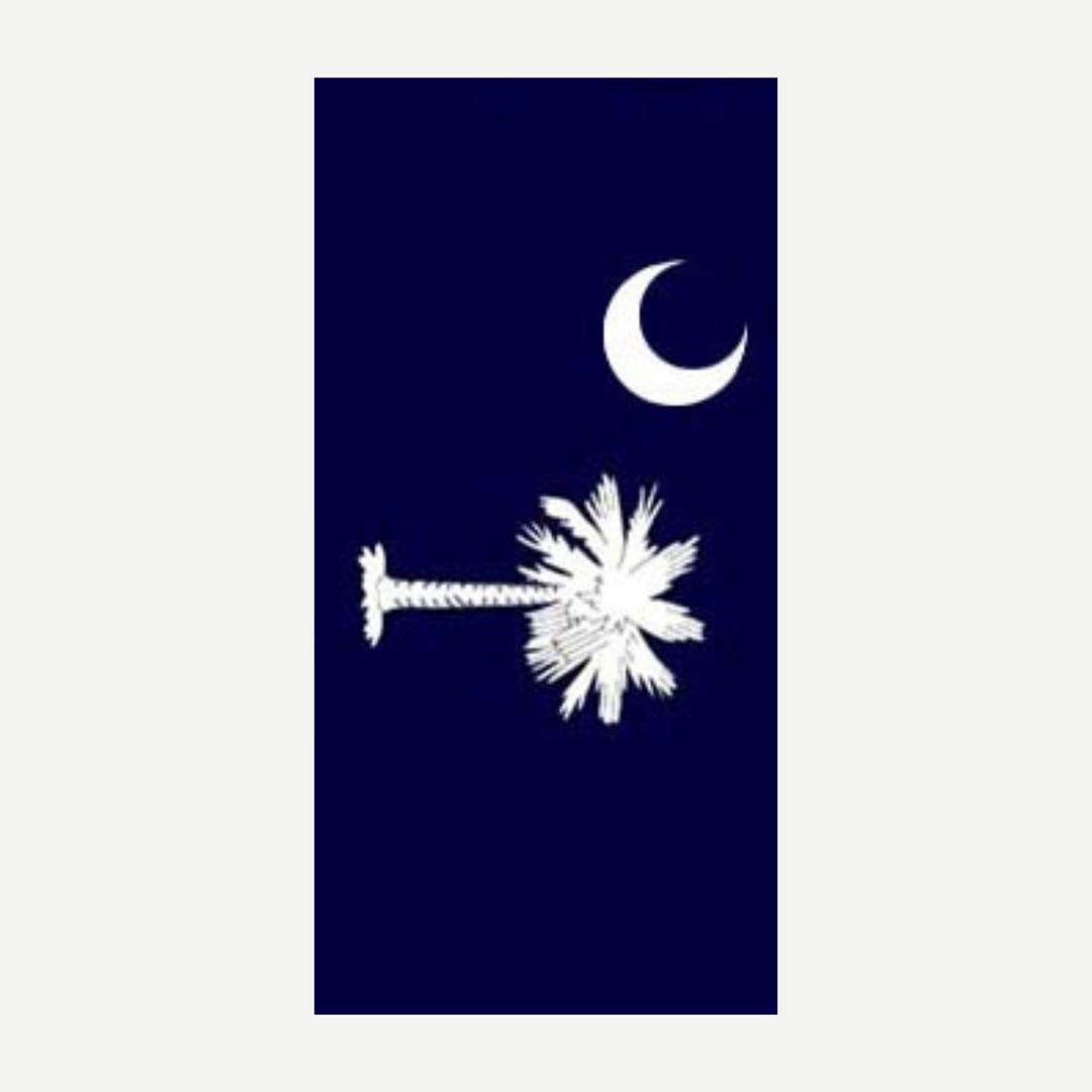 South Carolina state flag beach towel with white palmetto tree and crescent moon on a navy blue background