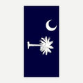 South Carolina state flag beach towel with white palmetto tree and crescent moon on a navy blue background