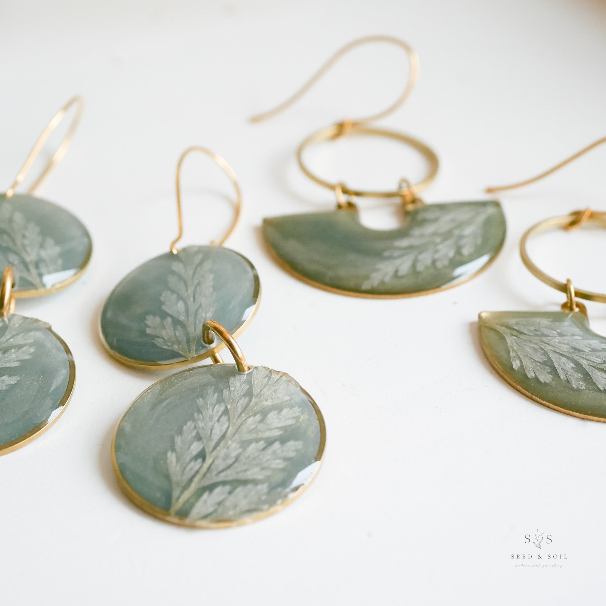 Emerald Fern Moon Shadow Earrings