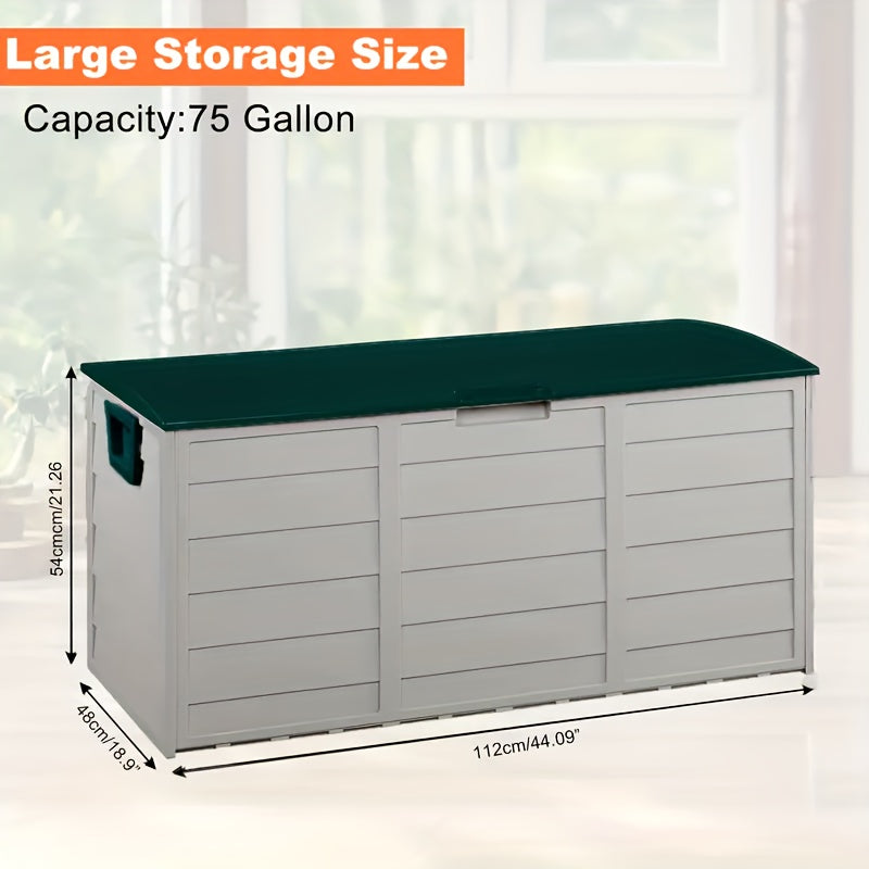 75 Gallon Heavy-Duty Outdoor Deck Box, Waterproof Patio Storage