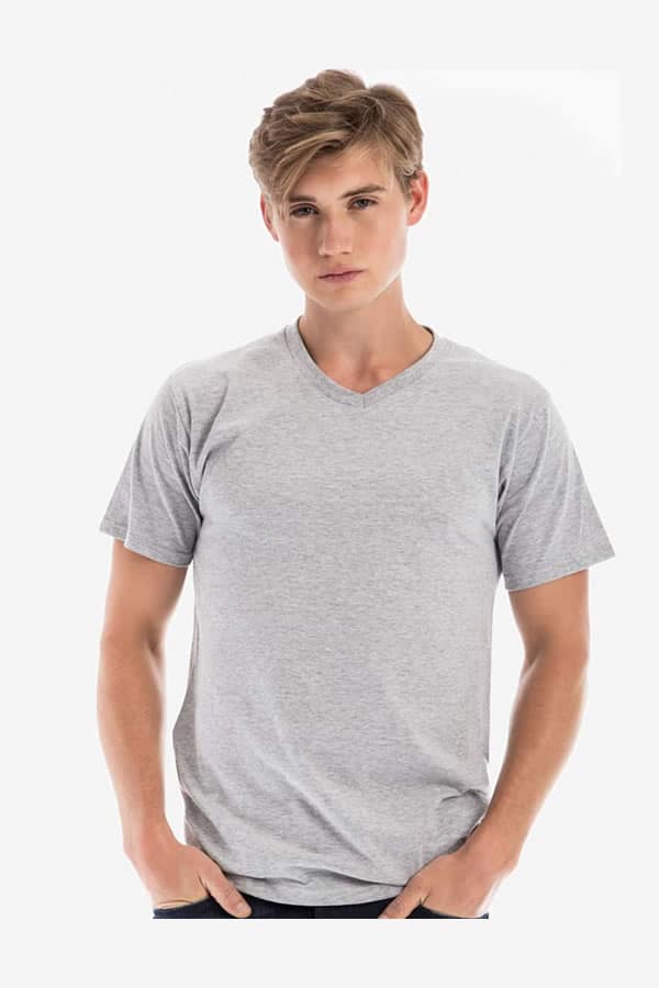 Mens V-Neck Short Sleeve T-Shirt Soft Ring-Spun Cotton Blend Tee - Image 2