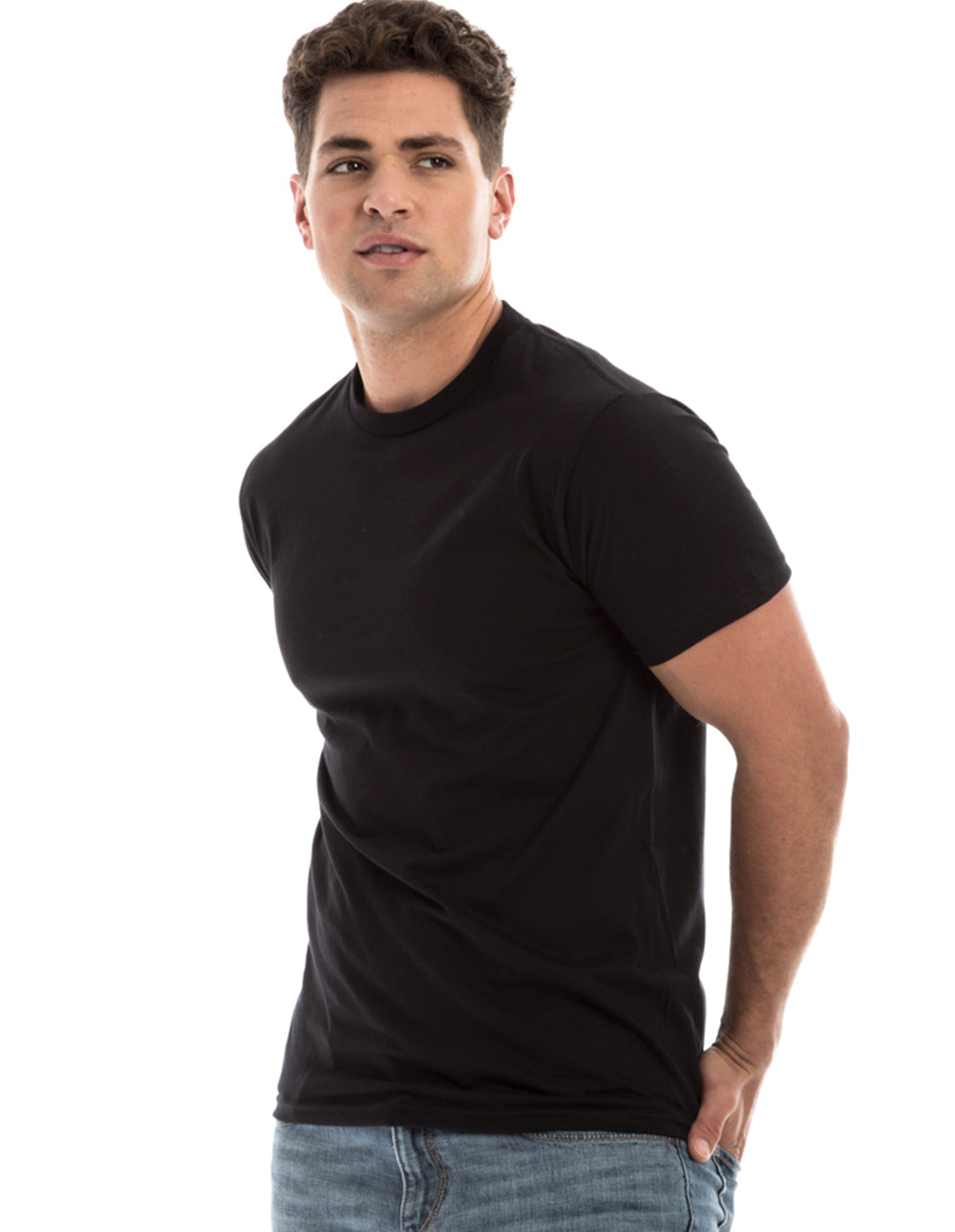 Retro Ring-Spun Crew Neck T-Shirt Black 2100 - Image 2