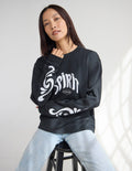 Close up of 320 GSM heavyweight cotton long sleeve tee with a boxy, structured fit