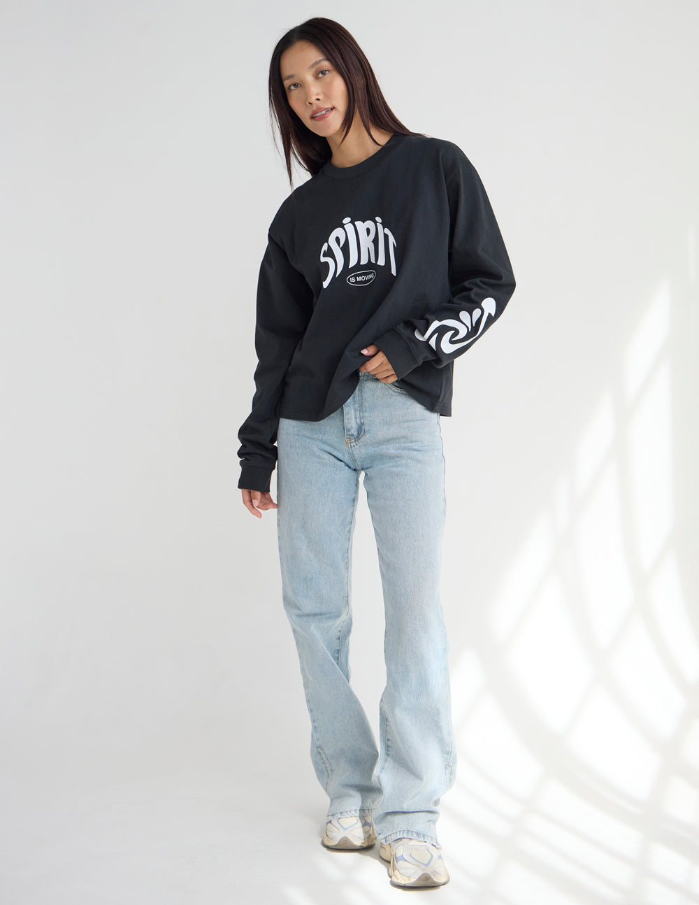 Spirit Is Moving Long Sleeve Heavyweight Cotton Boxy Tee