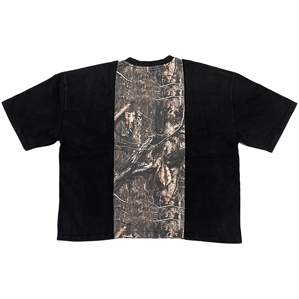 Heavyweight Camo Panel Cropped Boxy Tee Streetwear Graphic Top - Image 2