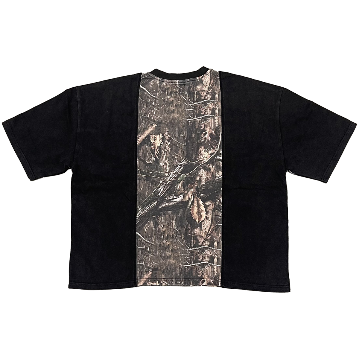 Heavyweight Camo Panel Cropped Boxy Tee Streetwear Graphic Top - Image 2