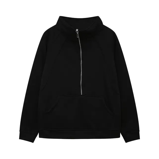 Women's Half Zipper Plush Stand-Up Collar Sweatshirt - Image 46