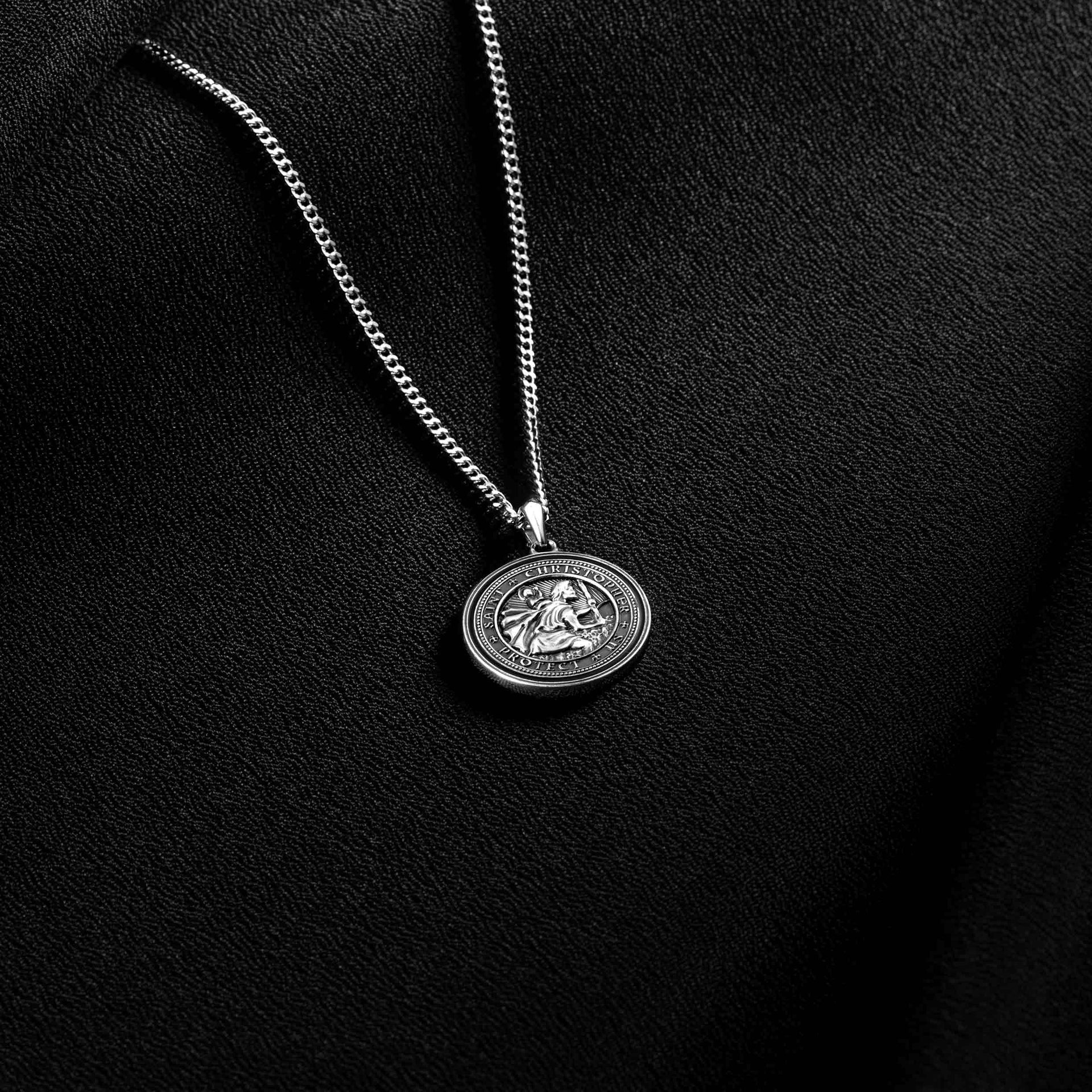 Minimalist St. Christopher Cross Pendant in 925 Sterling Silver