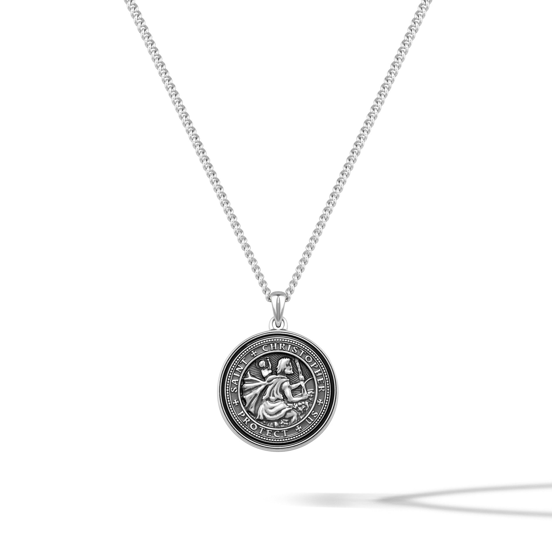 Minimalist St. Christopher Cross Pendant in 925 Sterling Silver