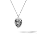 Detailed view of the St. Michael Amulet pendant in sterling silver.