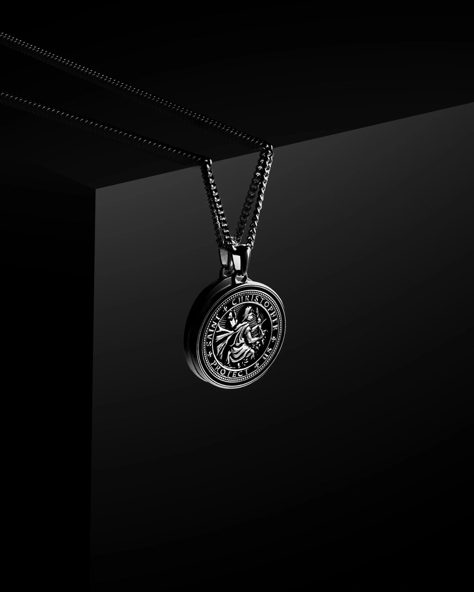 Minimalist St. Christopher Cross Pendant in 925 Sterling Silver