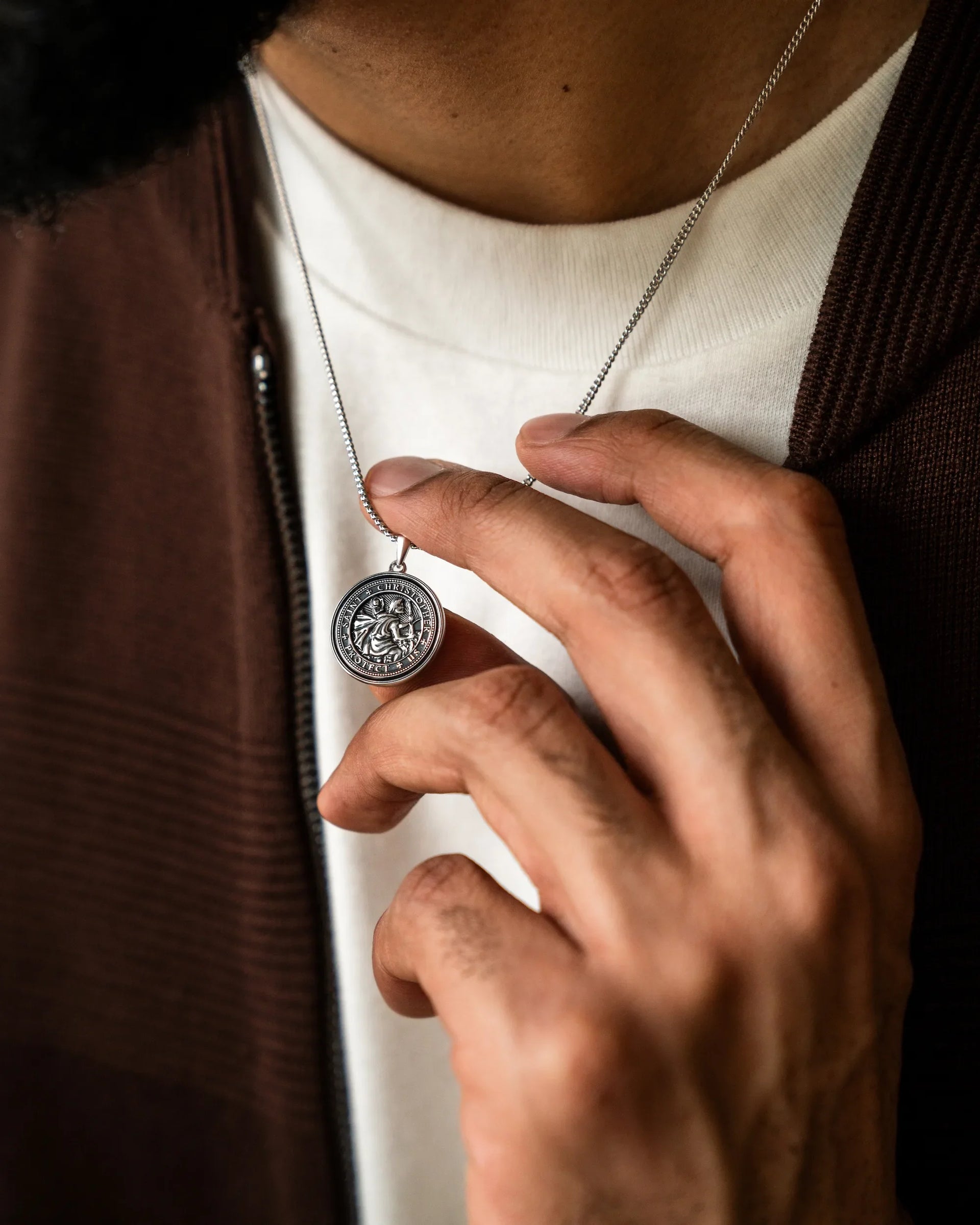 Minimalist St. Christopher Cross Pendant in 925 Sterling Silver