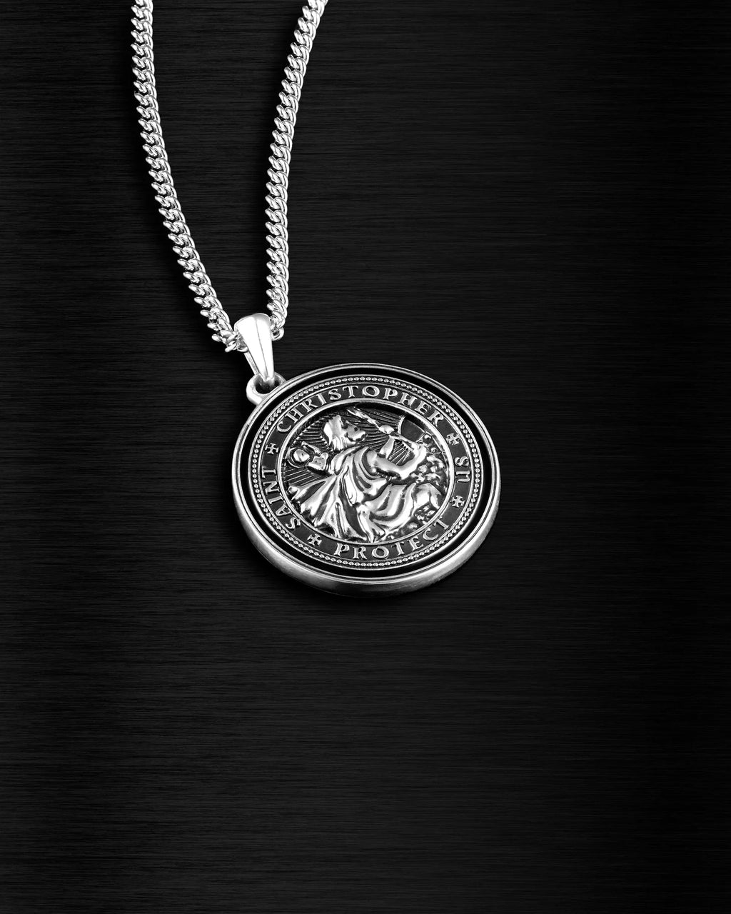 Minimalist St. Christopher Cross Pendant in 925 Sterling Silver