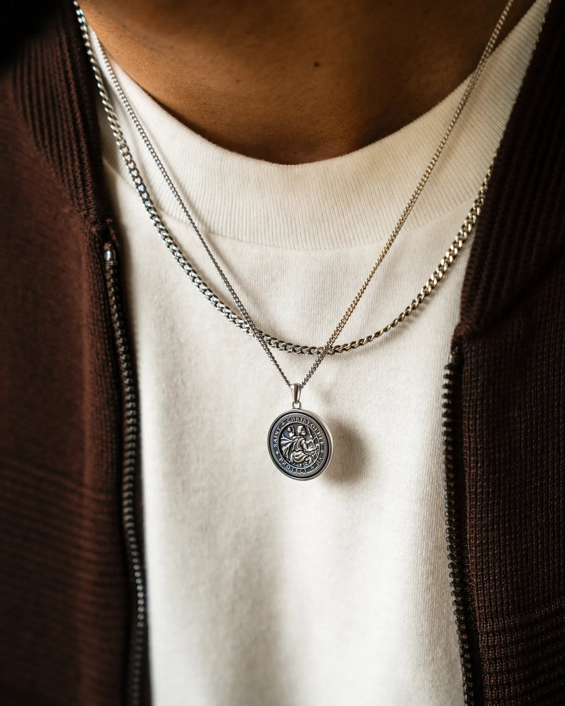Minimalist St. Christopher Cross Pendant in 925 Sterling Silver