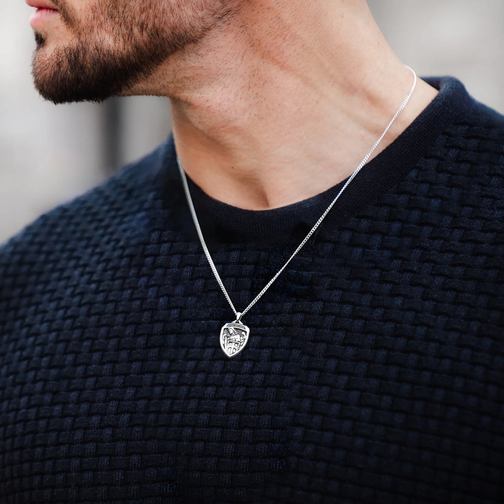 St. Michael Amulet Pendant in Solid Sterling Silver