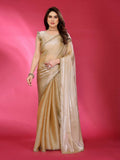 Elegant bronze Jimmy Choo fabric saree with detailed lace work and matching blouse