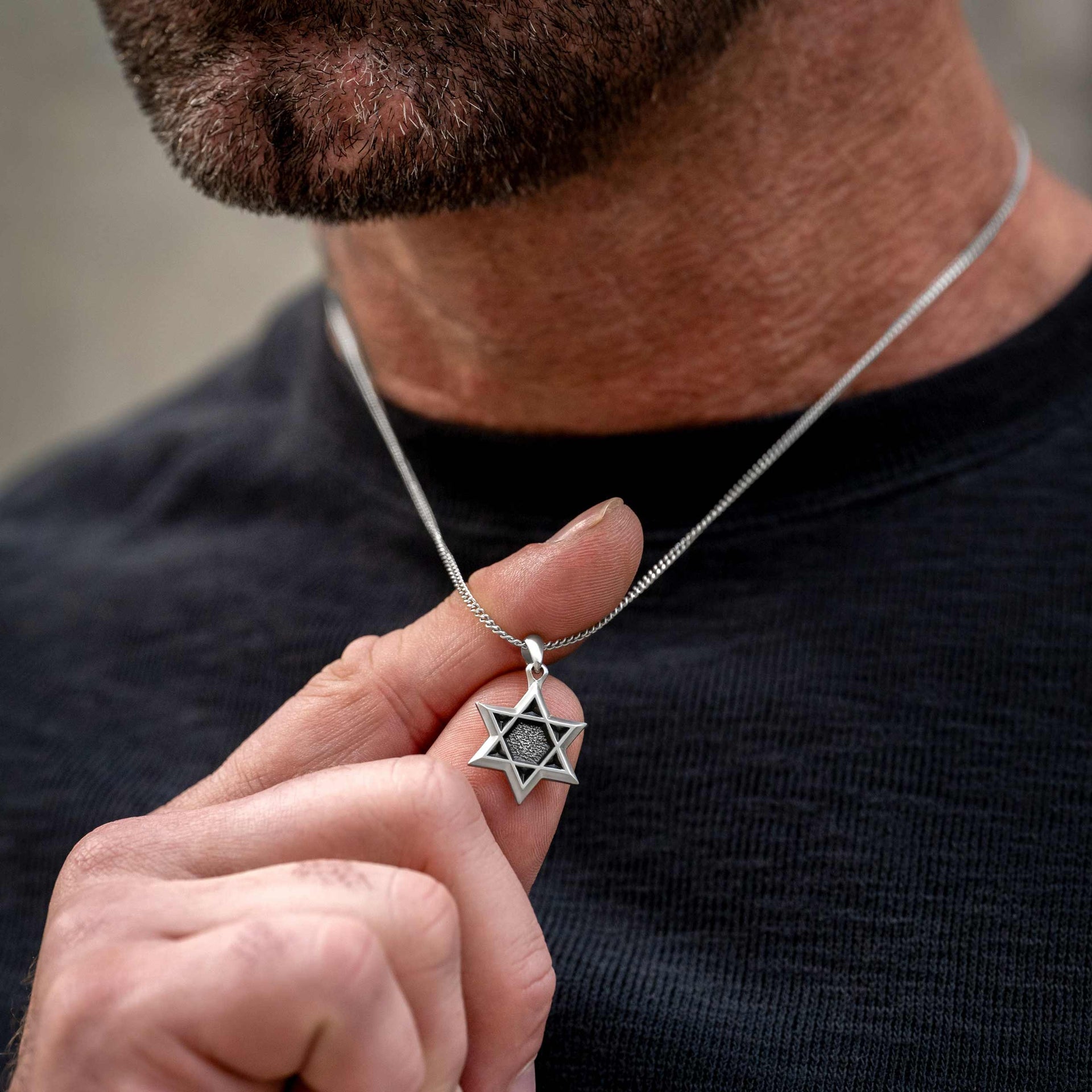 Star of David Pendant Necklace in 925 Sterling Silver