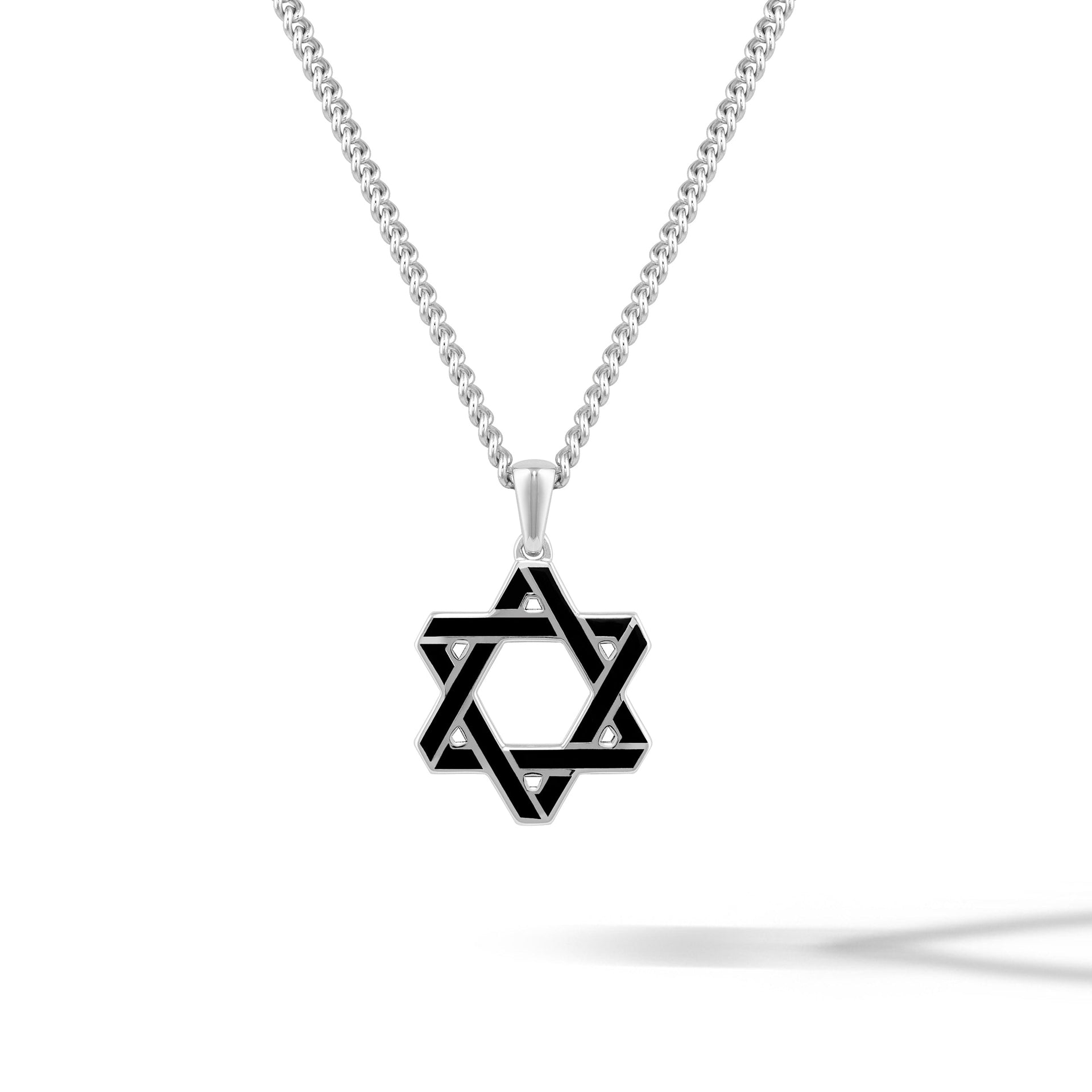 Vincero Collective Star of David pendant in 925 sterling silver with black onyx inlay.
