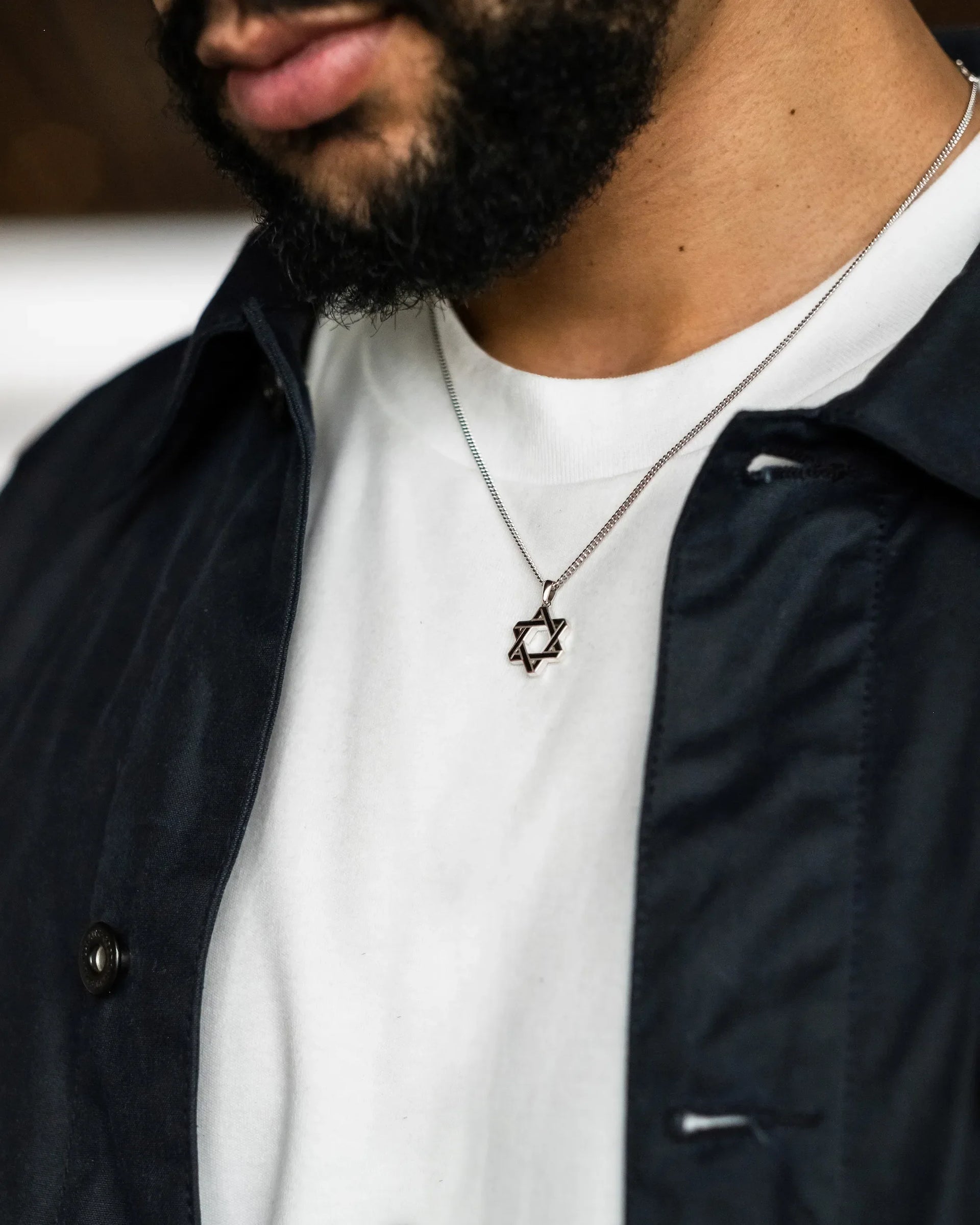 Compass Star of David Sterling Silver Necklace Set