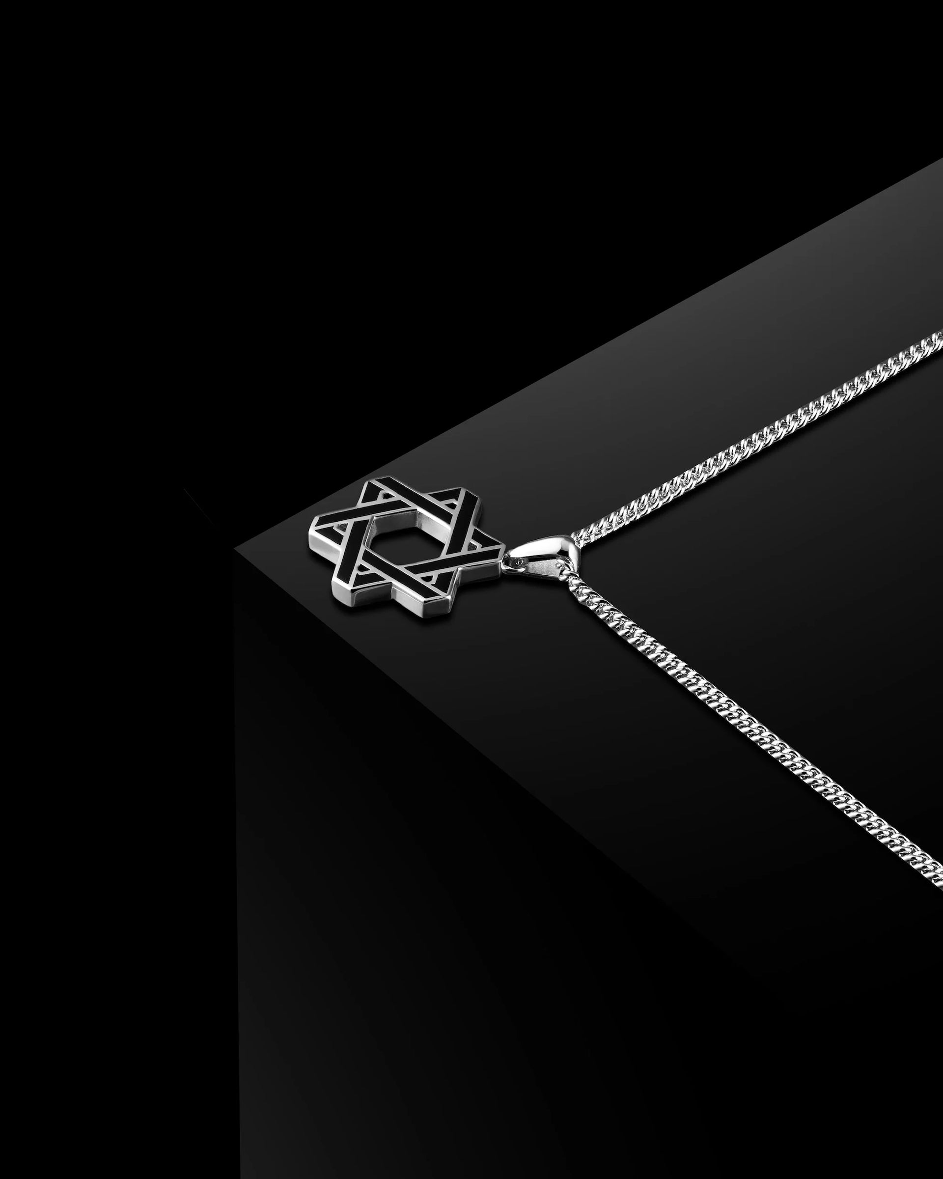 Compass Star of David Sterling Silver Necklace Set