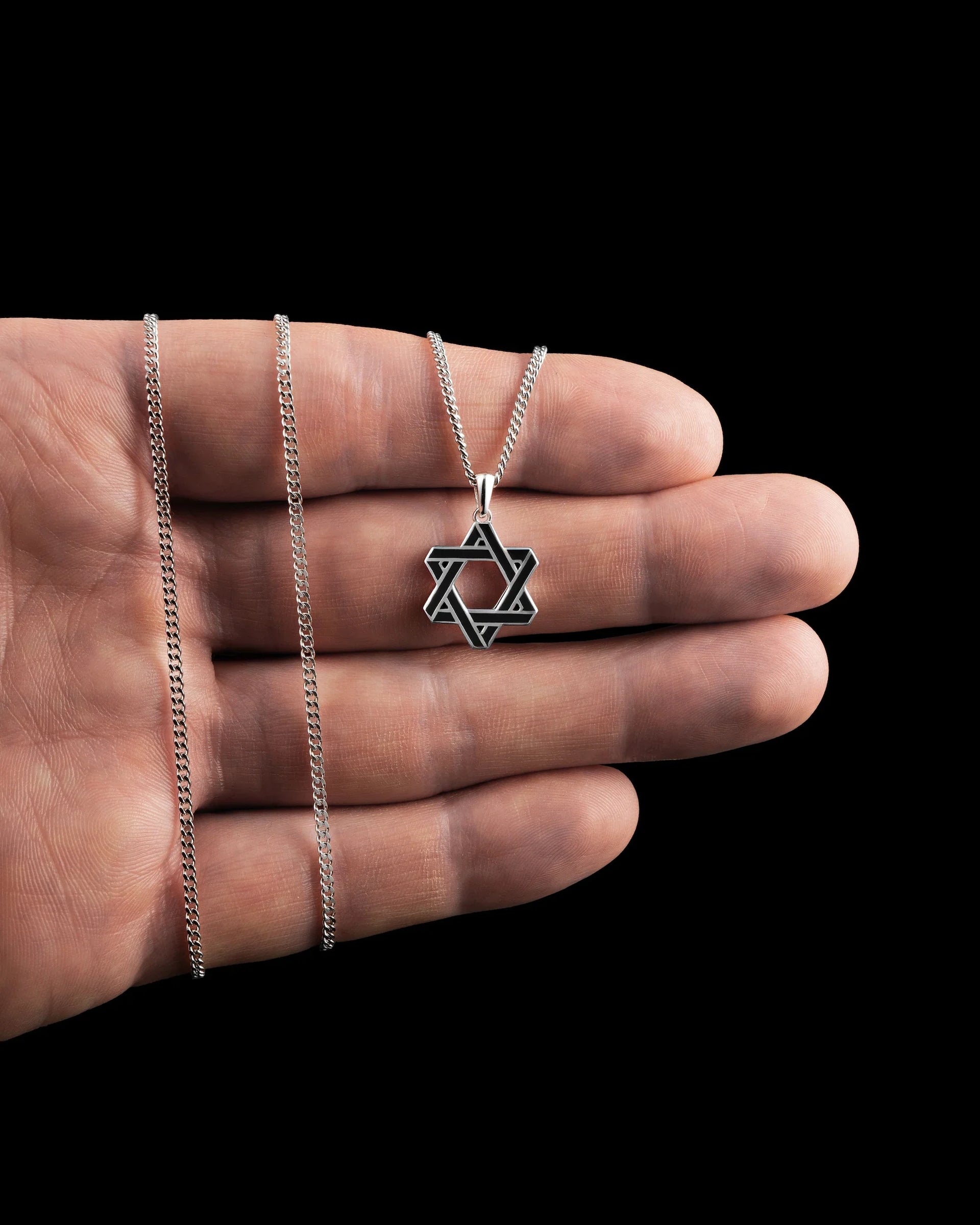 Compass Star of David Sterling Silver Necklace Set
