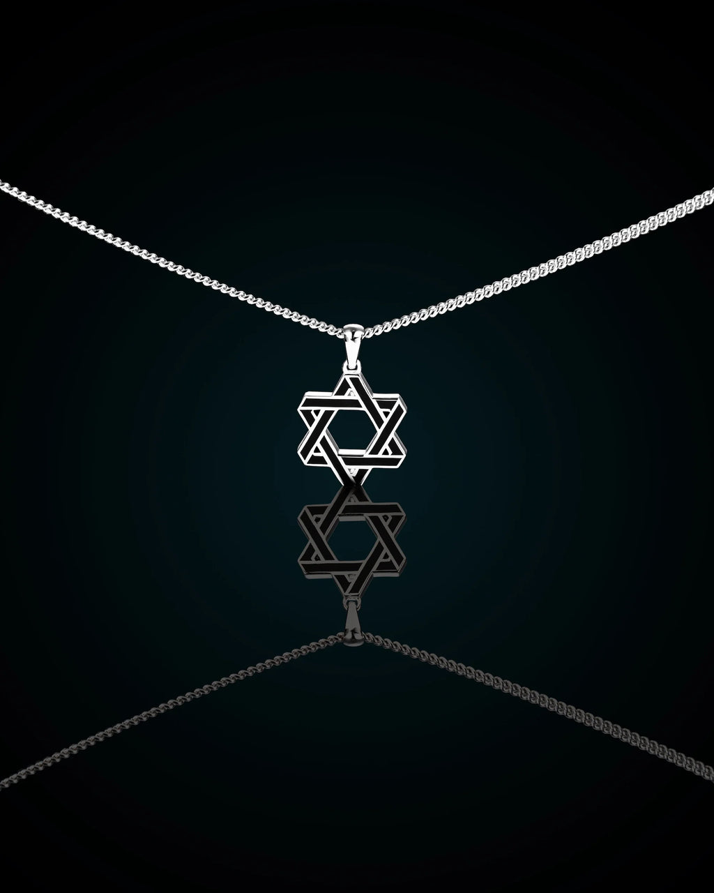 Compass Star of David Sterling Silver Necklace Set