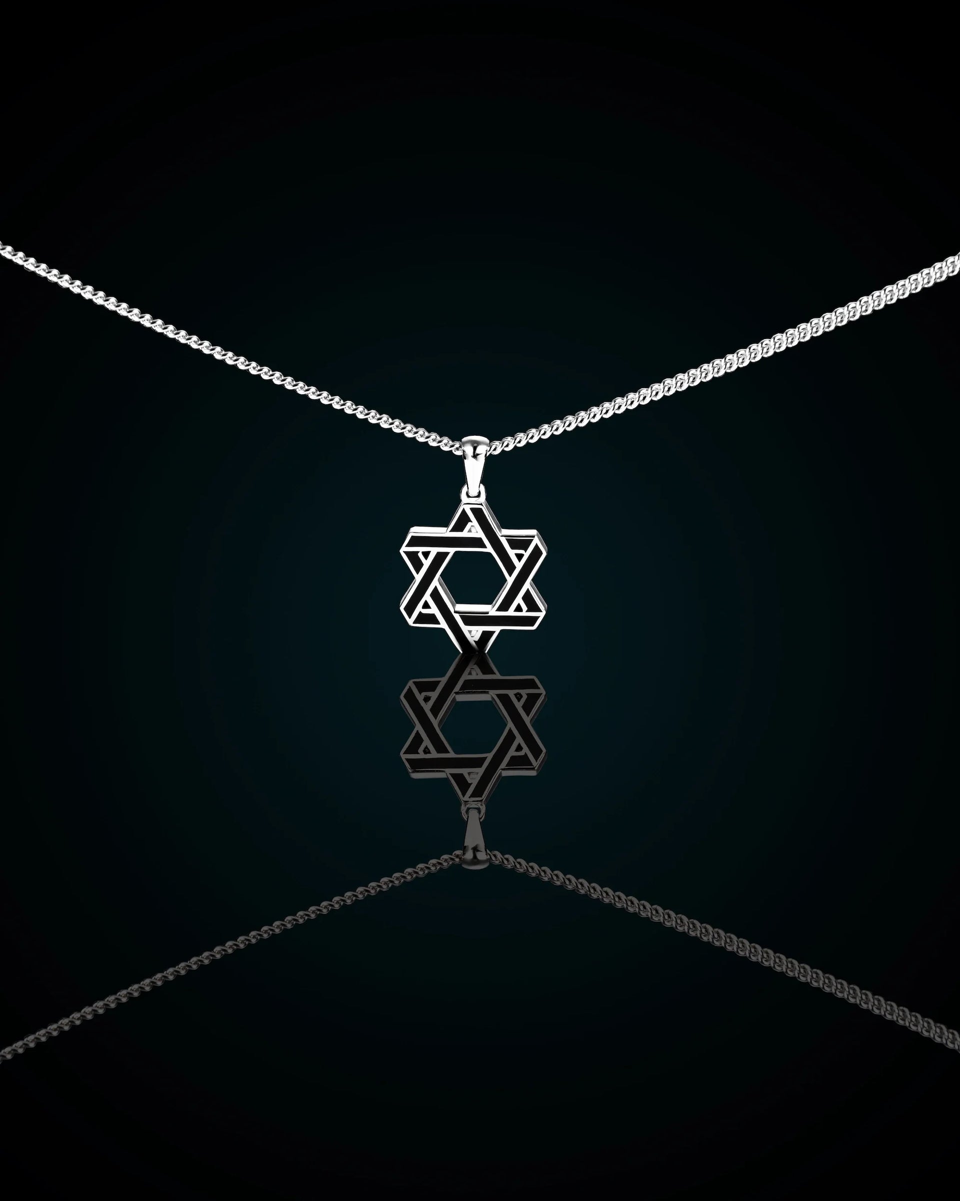 Compass Star of David Sterling Silver Necklace Set