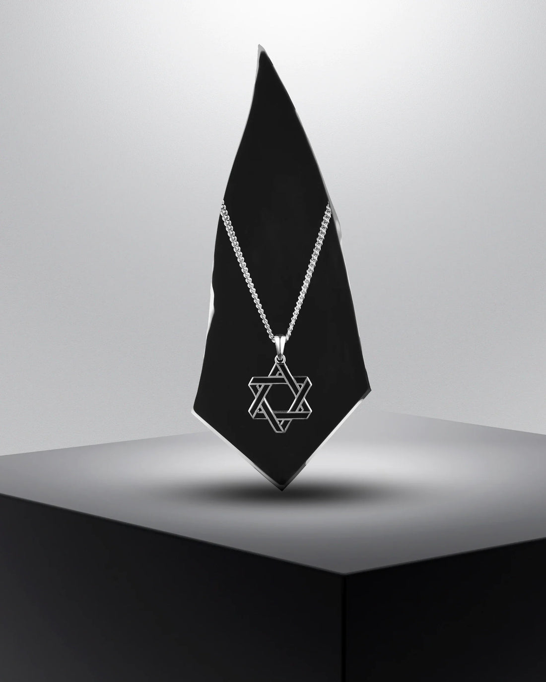 Star of David Pendant Necklace in 925 Sterling Silver Black Onyx