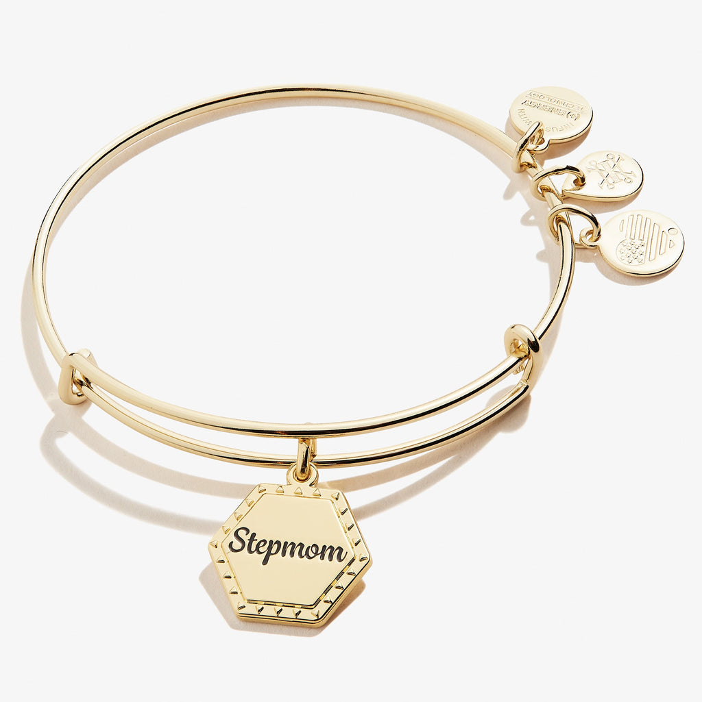 Alex And Ani charm bangle inscribed with You're In My Heart Forever.