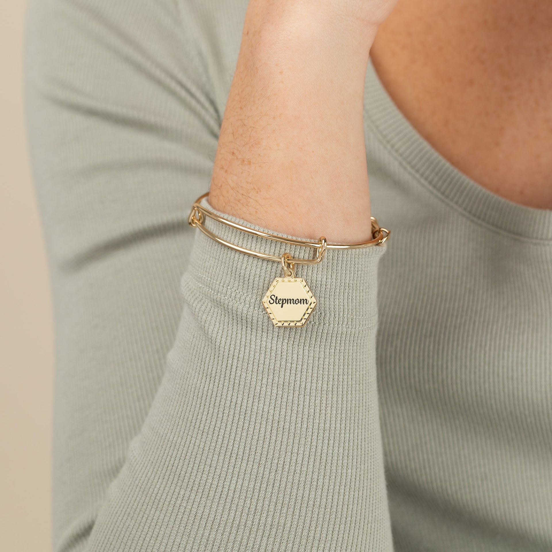 Stepmom You're In My Heart Forever Charm Bangle Bracelet