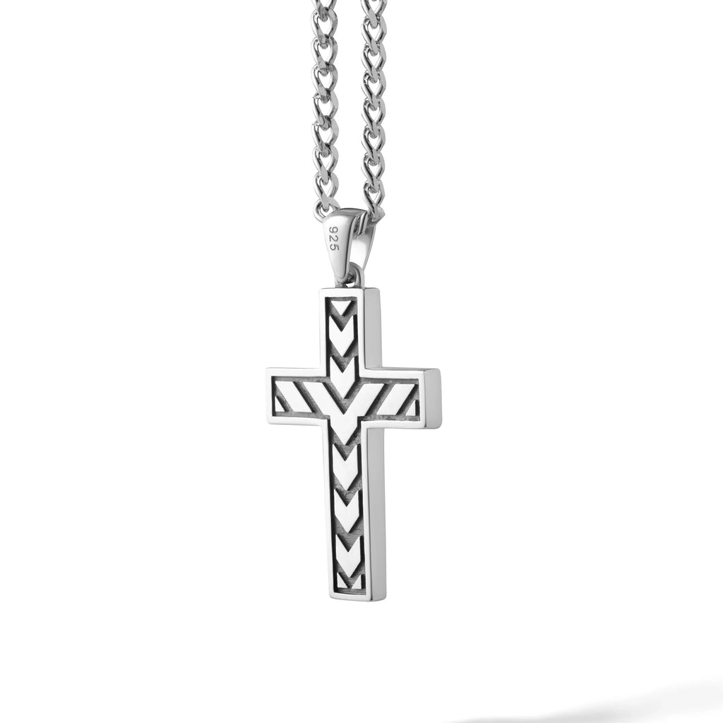Large Black Onyx Cross Pendant in 925 Sterling Silver