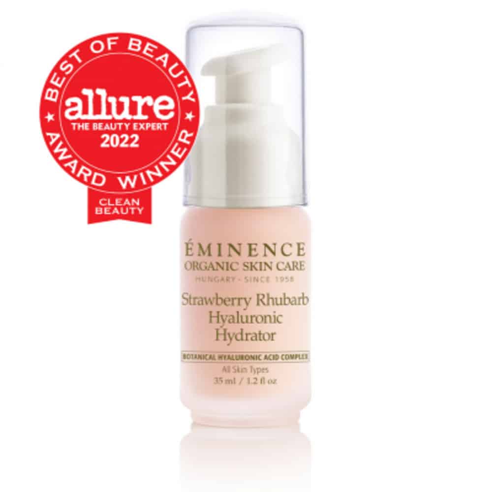 Eminence Strawberry Rhubarb Hyaluronic Hydrator in pink and white packaging