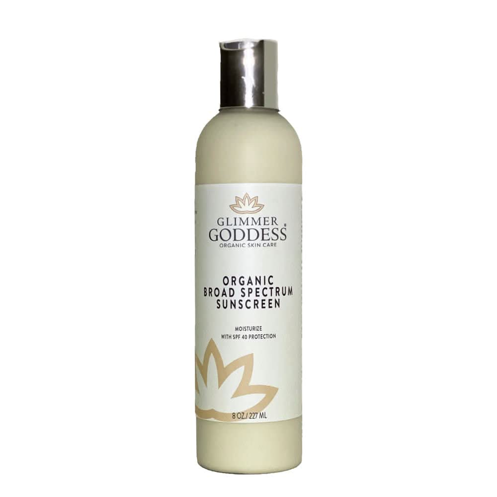 GLIMMER GODDESS organic mineral-based SPF 40 sunscreen bottle