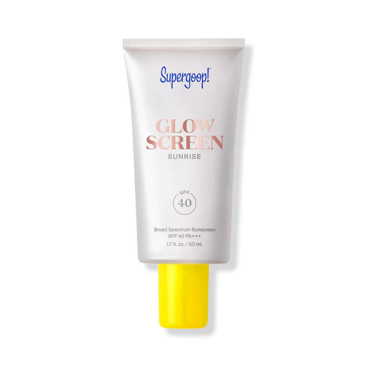 Supergoop! Glowscreen SPF 40 PA+++ bottle in white and yellow packaging
