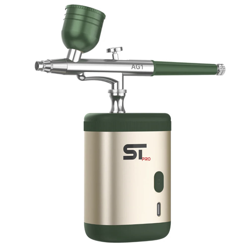 Supreme Trimmer Pro Airbrush Kit in metallic sand gold with forest green accents