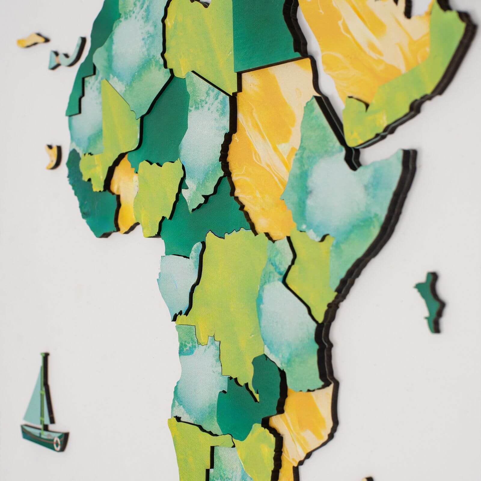 3D Wooden World Map Wall Decor for Travelers