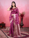 Wine Litchi Banarasi Silk Saree with Jacquard Zari Work
