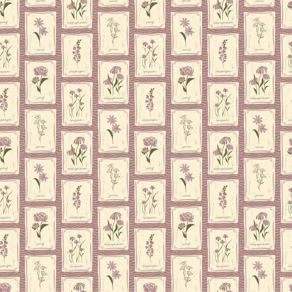 Susan Floral Wallpaper – Vintage Botanical Beige, Mauve & Green