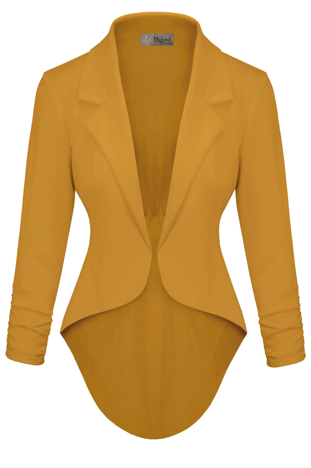 Hybrid & Company Womens Casual Work High Low Blazer Jacket JK45590X 1073T Mustard 1X