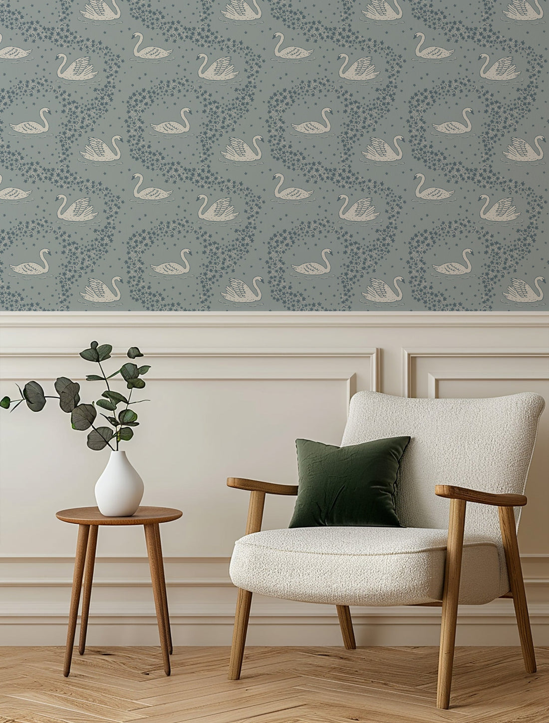 Sav Bohemian Wallpaper in Mauve, Sage-Green & Blue-Grey