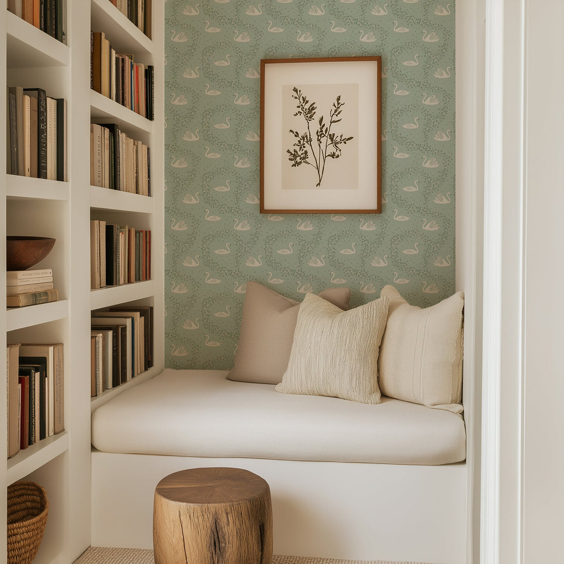 Sav Bohemian Wallpaper in Mauve, Sage-Green & Blue-Grey