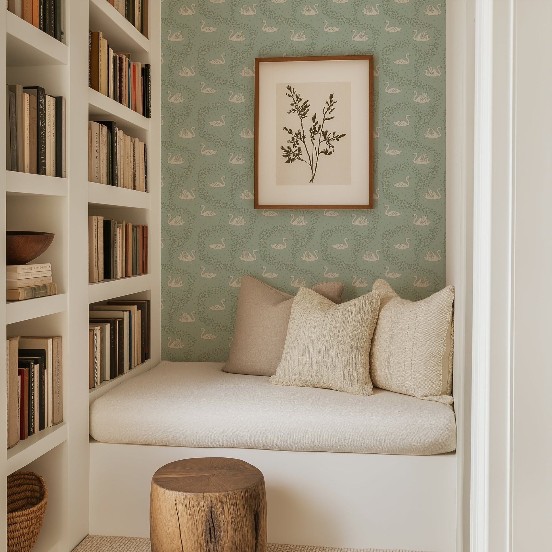 Sav Bohemian Wallpaper in Mauve, Sage-Green & Blue-Grey