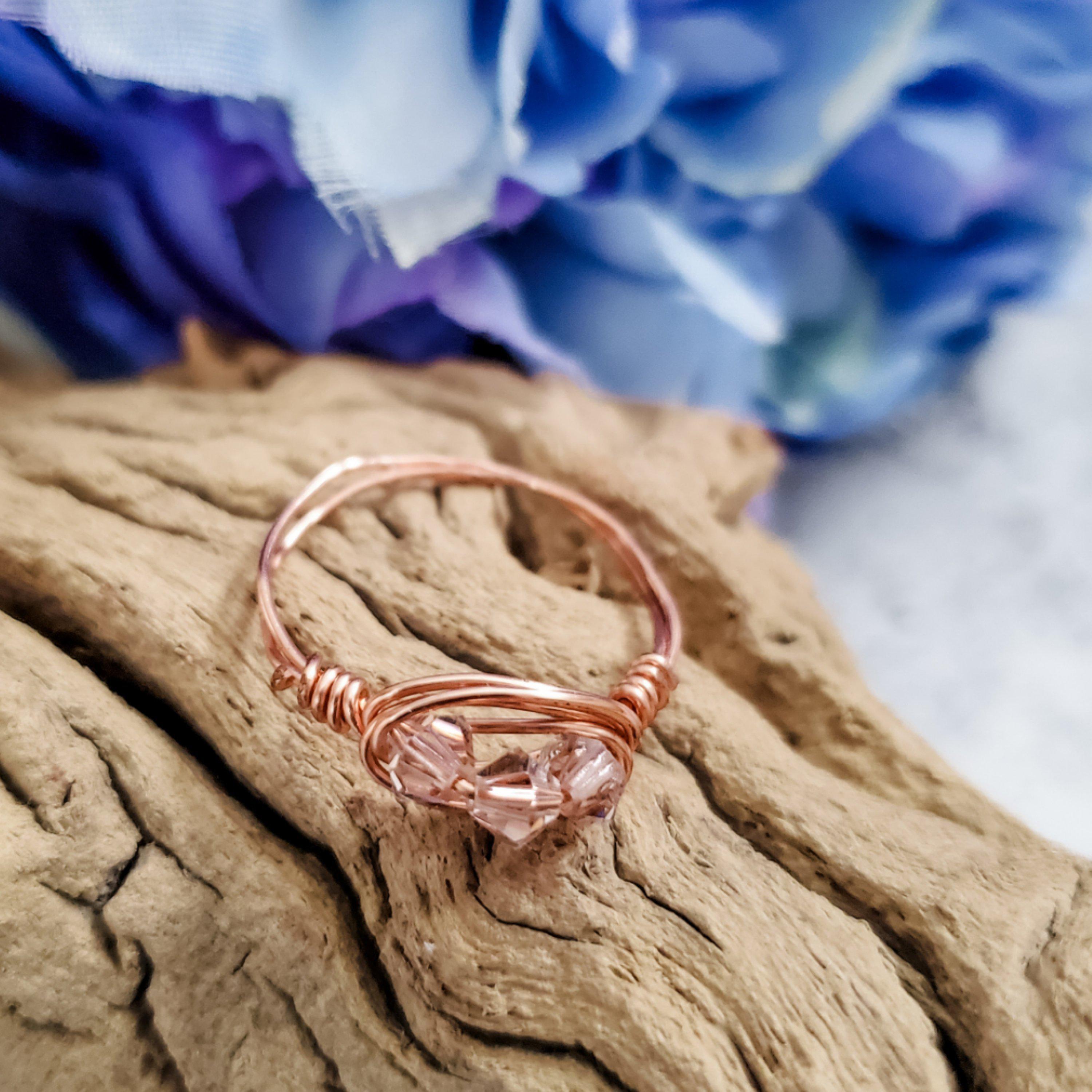 Swarovski Pink Crystal Wire Wrapped Ring