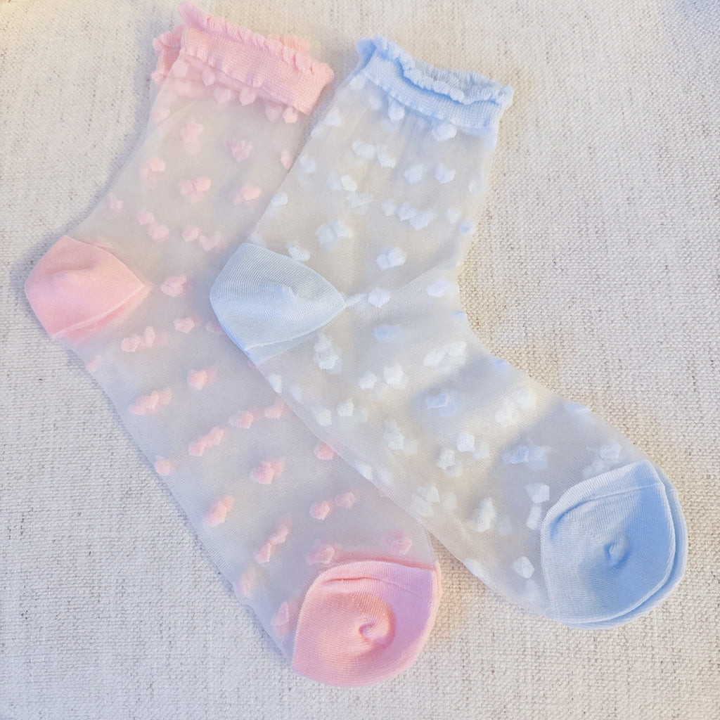 Sweet Hearts Sheer Socks Set Of 2
