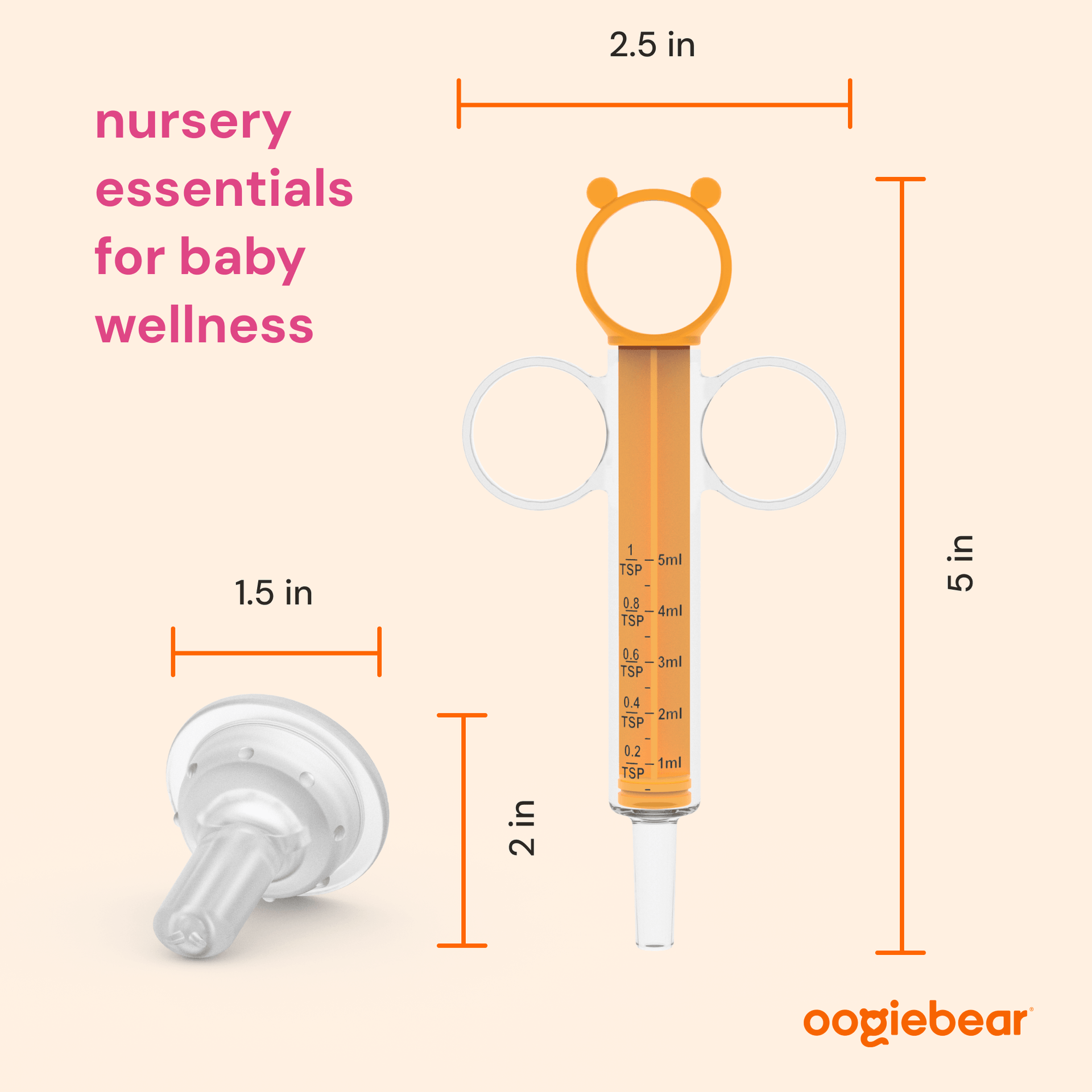Baby Medicine Syringe and Anti Spit-Up Feeder Set - Orange/Clear