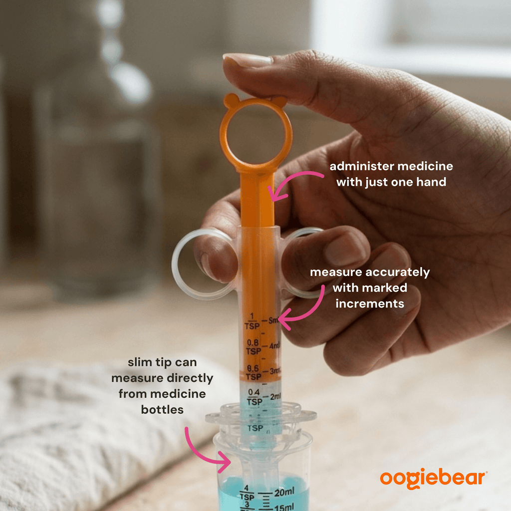 Baby Medicine Syringe and Anti Spit-Up Feeder Set - Orange/Clear